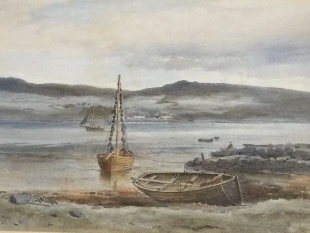 Edward Arden comparable auction result: edward arden tucker watercolour estuary seascape with figures and boats signed mounted framed