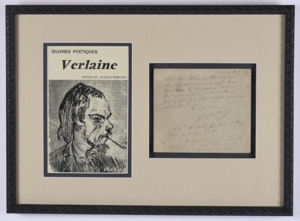 Paul Verlaine comparable auction result: paul verlaine signed letter to theo dated 1894