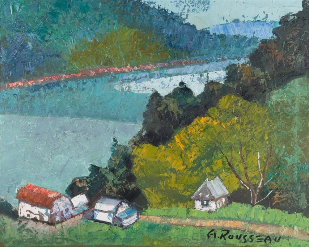 Albert Rousseau comparable auction result: albert rousseau canadian ha ha bay oil on canvas