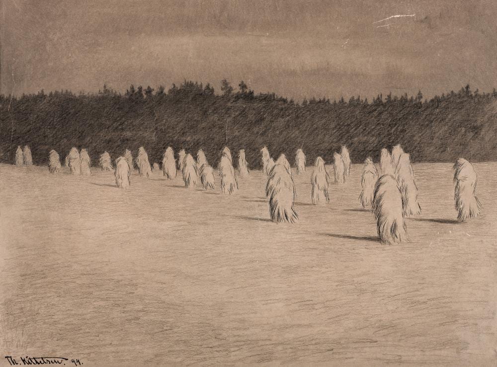 theodor kittelsen on the road to the suffragettes meeting 1894 · Grev Wedels Plass Auksjoner · 2022-11-29 Theodor Kittelsen comparable auction result: theodor kittelsen on the road to the suffragettes meeting 1894