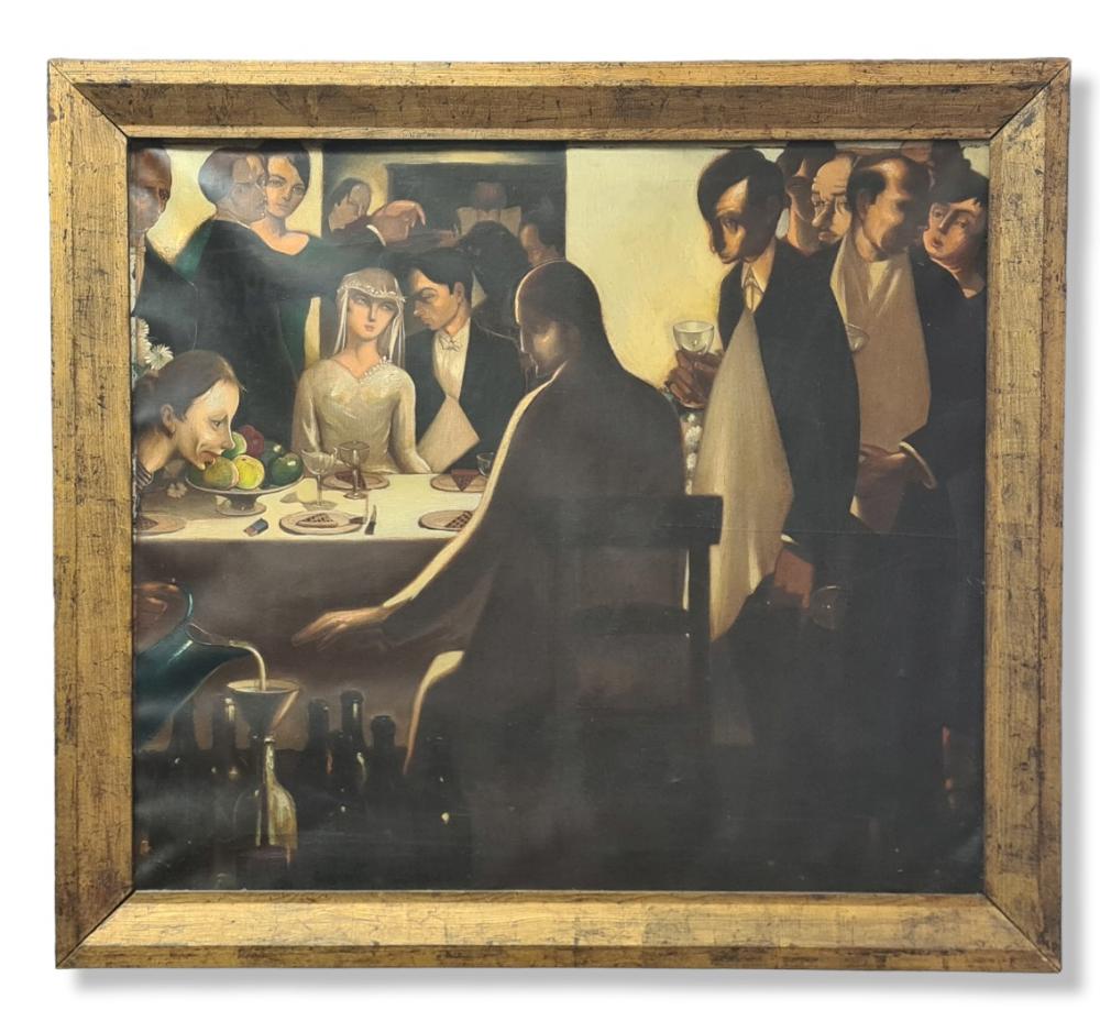 Marcel Gillis comparable auction result: marcel gillis 1897 1972 les noces de cana huile sur toile toile retendre partiellement d graf e du ch ssis gondol e dimensions 80 x 90 cm