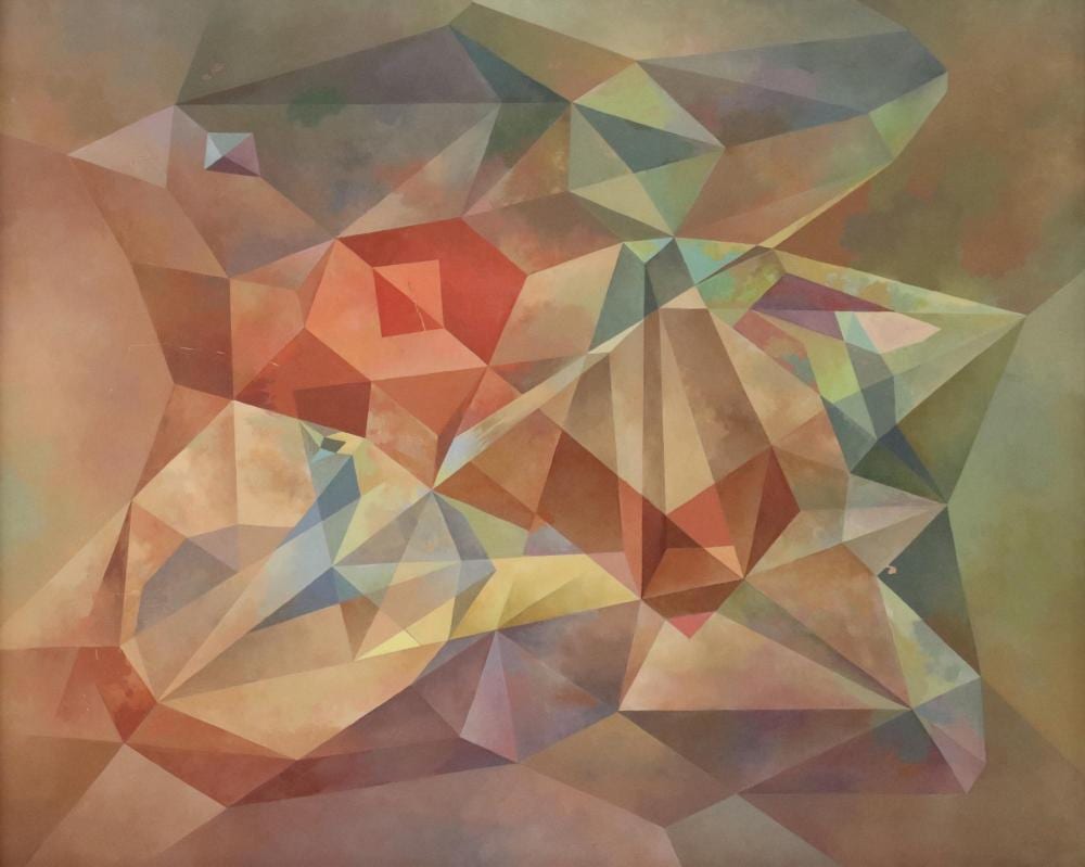 Paul Kelpe comparable auction result: paul kelpe d 1985 abstract cubist forms painting