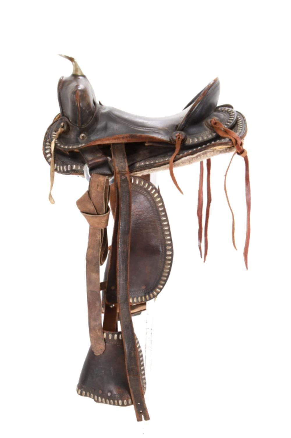 Bona Allen Child's Western Ranch Saddle sold by North American Auction Company, lot 395 — auction record photograph