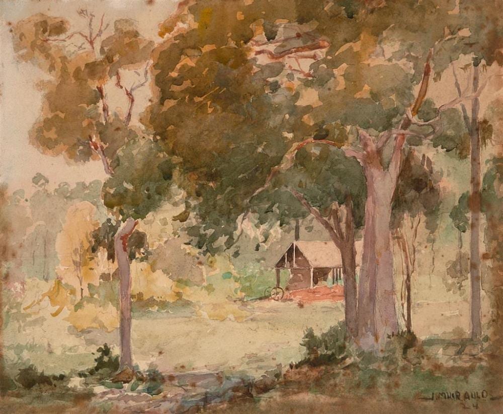 James Muir Auld comparable auction result: james muir auld 1879 1942 farmhouse 1924 watercolour af 22 x 27 cm frame 53 x 55 x 2 cm