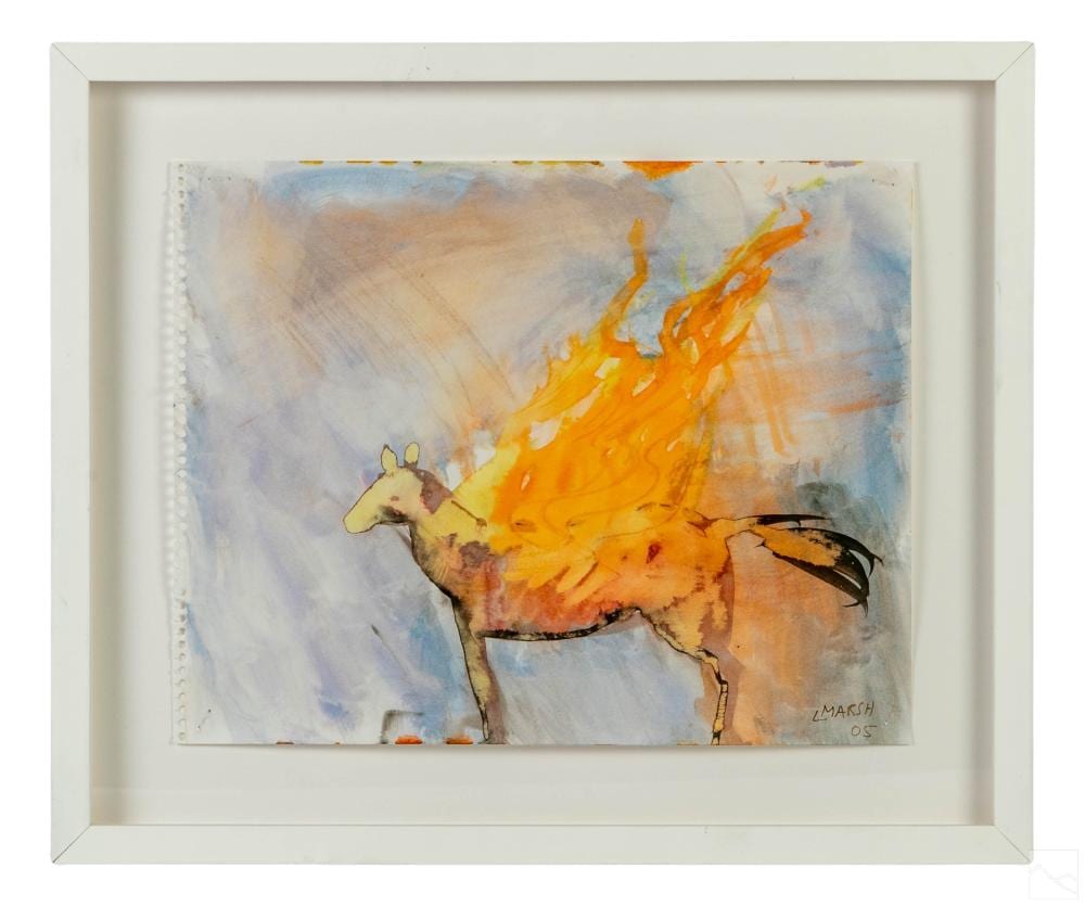 Lorna Marsh comparable auction result: lorna marsh 1949 2022 abstract equine wc painting