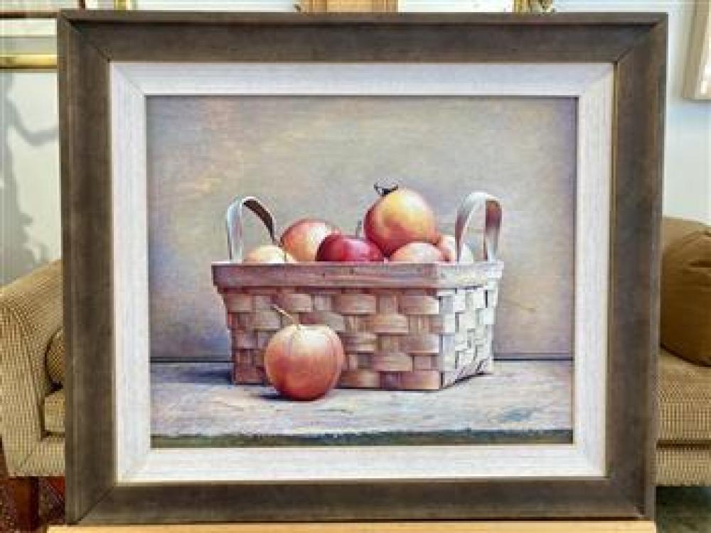 John Whalley comparable auction result: john whalley american born 1954 basket of apples 2010 egg tempera on panel signed lower right hand corner