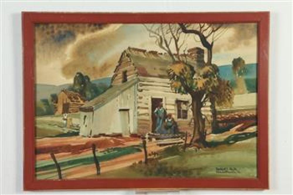 Herbert Jacob Gute comparable auction result: herbert jacob gute american 1907 1977 virginia cabin charlottesville va watercolor on paper signed and titled lower right han