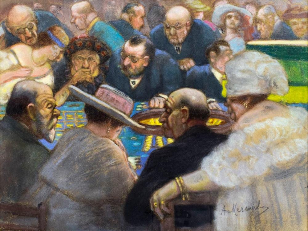 Adam Marczynski comparable auction result: vintage 20c pastel painting signed