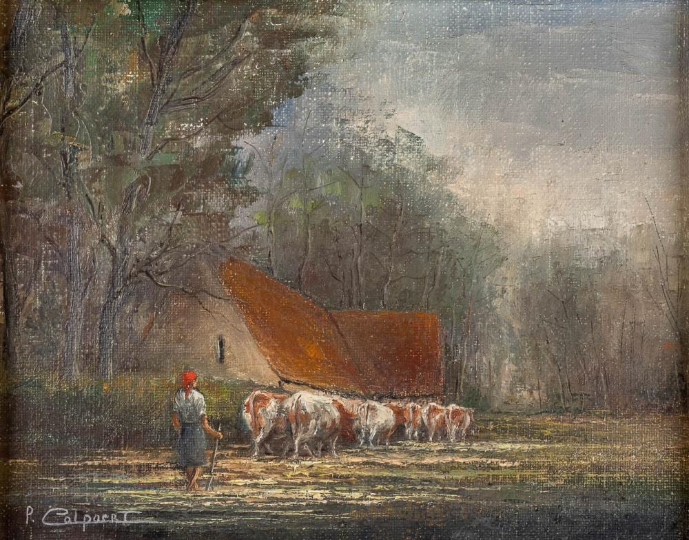 Prosper Colpaert comparable auction result: pros colpaert 1923 1990 koeien naar weide oil on canvas w 30 x h 24 cm