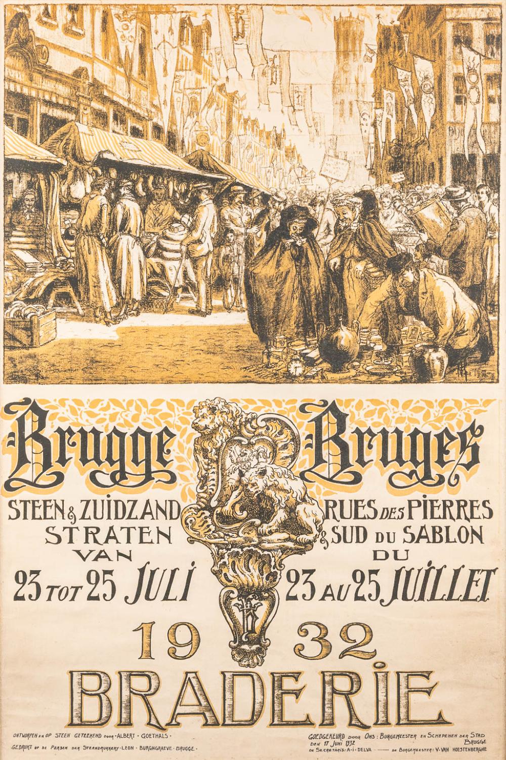 Albert (1885) Goethals comparable auction result: albert goethals 1885 1973 braderie in bruges an original poster 1932 w 66 x h 98 cm