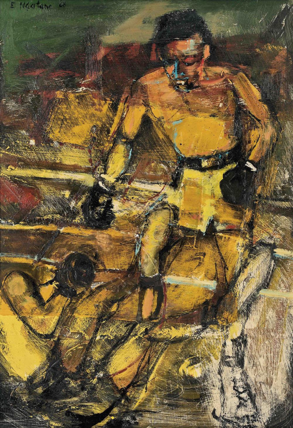 Ephraim Ngatane comparable auction result: ephraim ngatane south africa 1938 1971 boxers the knock out punch