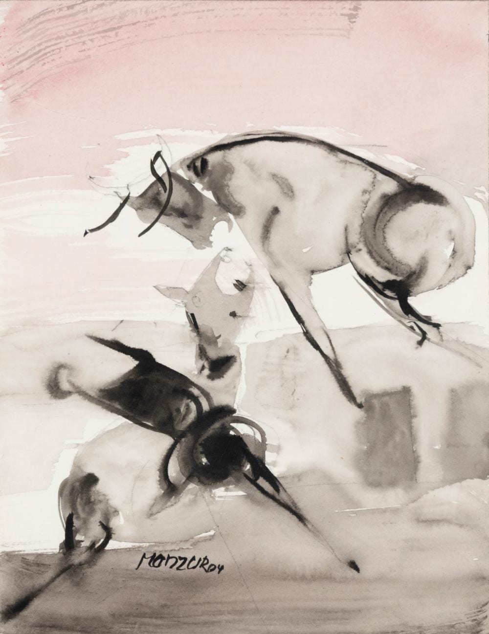 DAVID MANZUR Boceto para un cuadro taurino, 2004 Técnica mixta sobre papel Medidas: 25.5 x 20.5 cm comparable sale