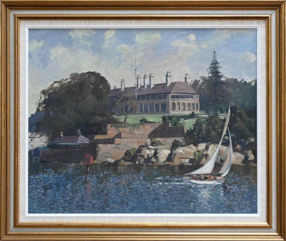 Alan Grieve comparable auction result: alan grieve admiralty house kirribilli point 1960 oil on canvasboard signed and dated lower right 44 x 54cm frame size 57 x 6