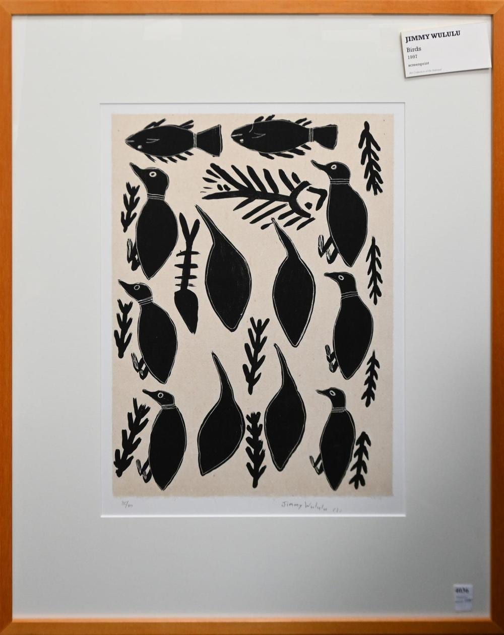 Jimmy Wululu comparable auction result: jimmy wululu birds 1997 screenprint ed 35 40 51 x 37 5cm frame size 84 x 68cm provenance the national australia bank art