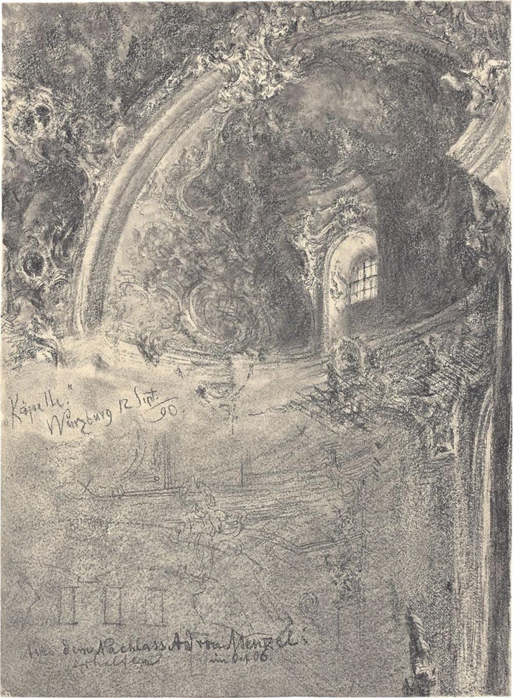 innenansicht des k ppele in w rzburg · Grisebach · 2022-12-01 Adolf Friedrich Erdmann Menzel comparable auction result: innenansicht des k ppele in w rzburg