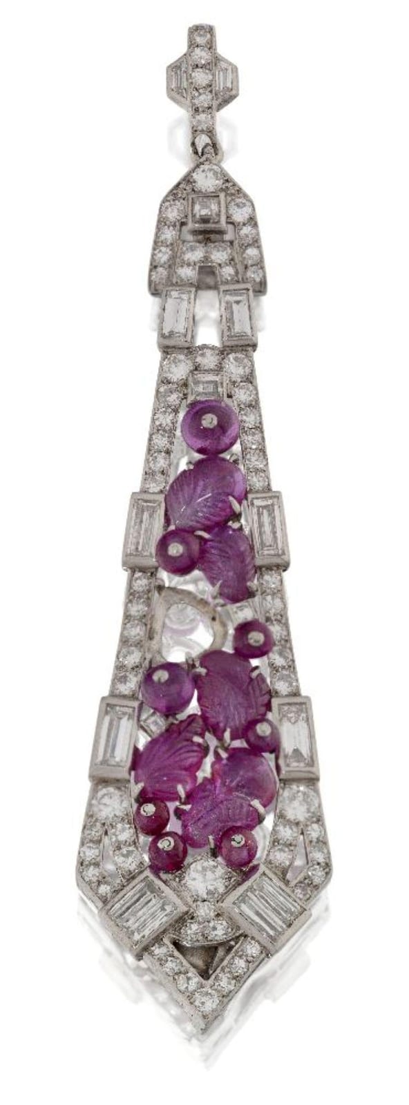 Martino Rota comparable auction result: mauboussin an art deco platinum ruby and diamond pendant by ma