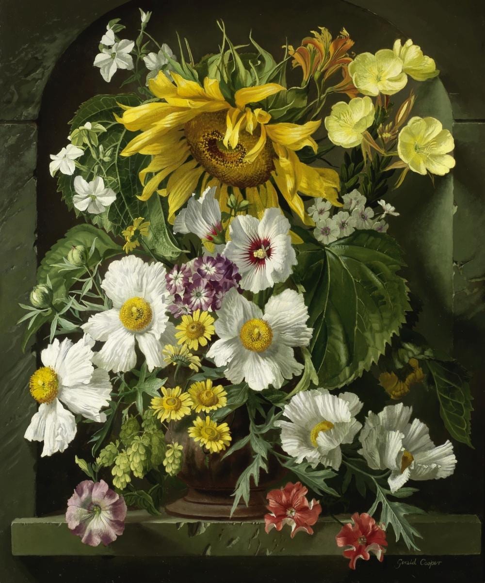 Gerald A. Cooper comparable auction result: gerald a cooper british 1899 1975 an abundant still life of daisies and a sunflower
