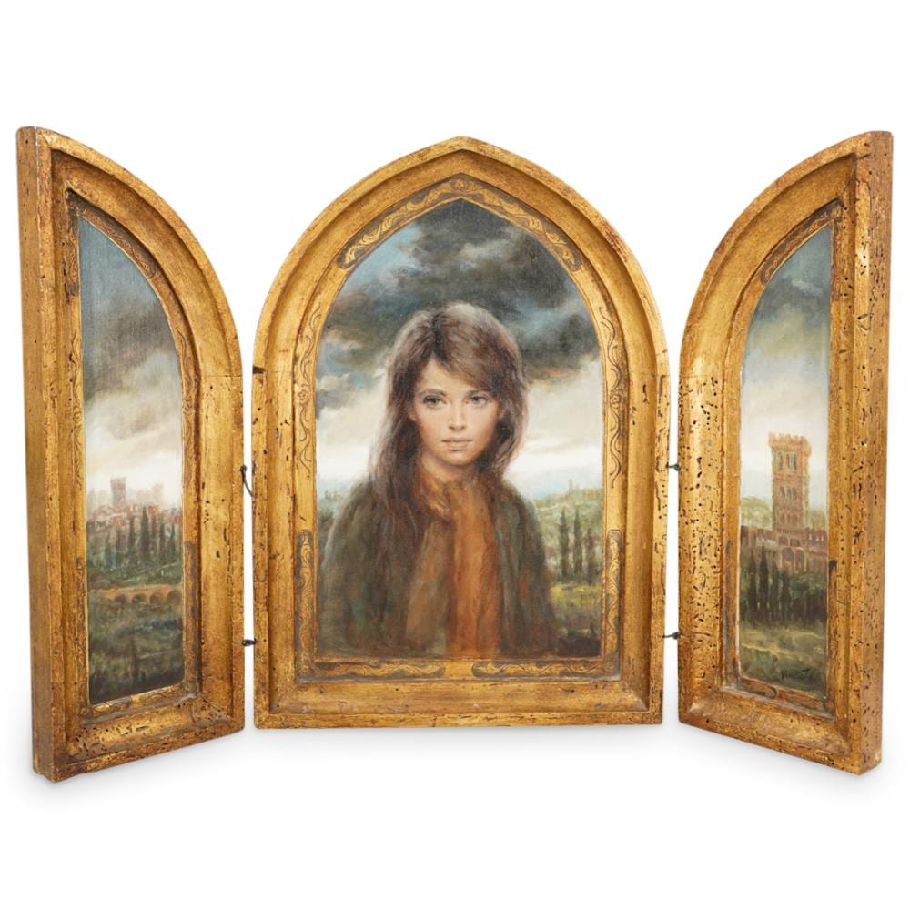 Joseph Wallace King Vinciata comparable auction result: joseph wallace king vinciata american 1911 oil painting triptych