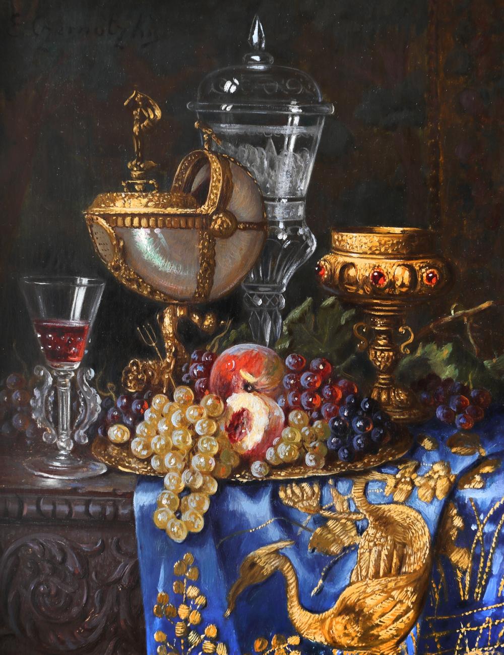 Ernst Czernotzky comparable auction result: ernst czernotzky still life with fruits and nautilus cup