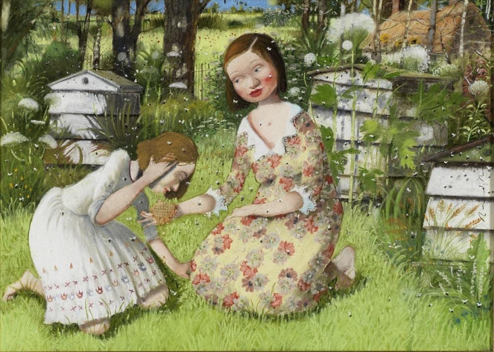 Richard Adams comparable auction result: richard adams british born 1960 sun dripped honey together with a further varnished pastel and gouache on paper the four seasons by the same hand 2
