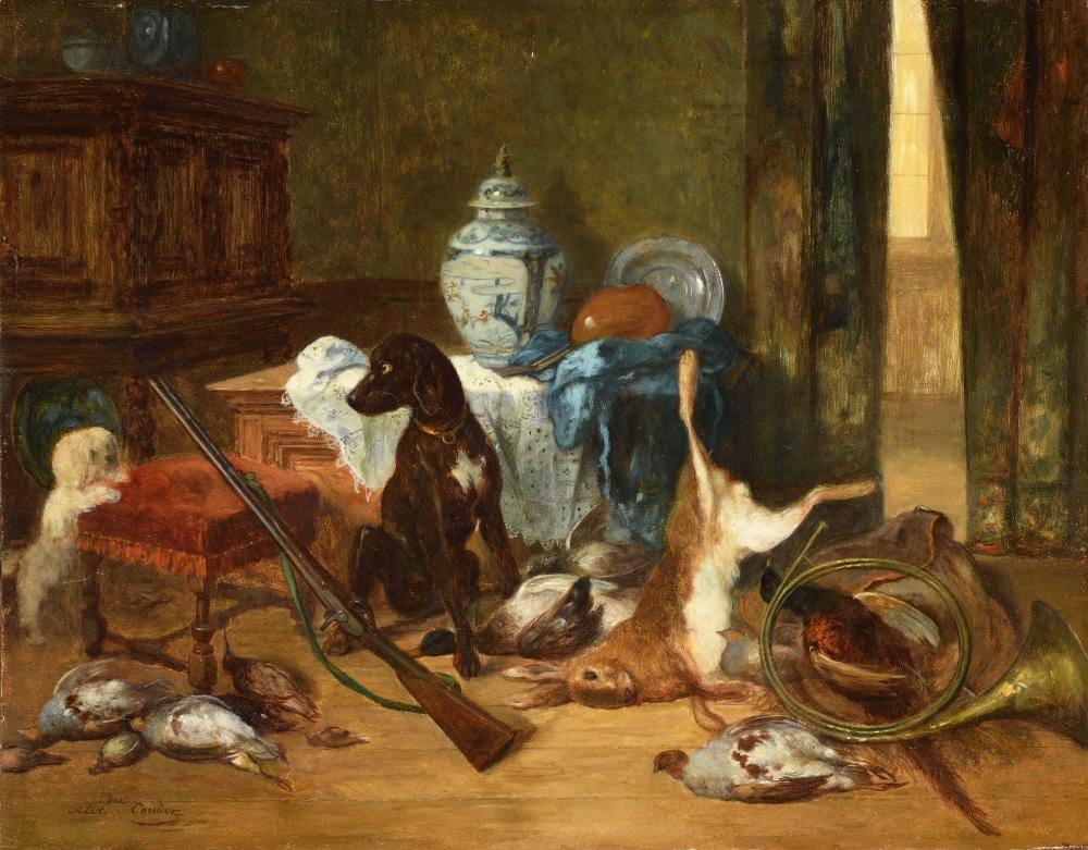 Alexandre Couder comparable auction result: alexandre couder 1808 1879 troph e de chasse huile sur pann