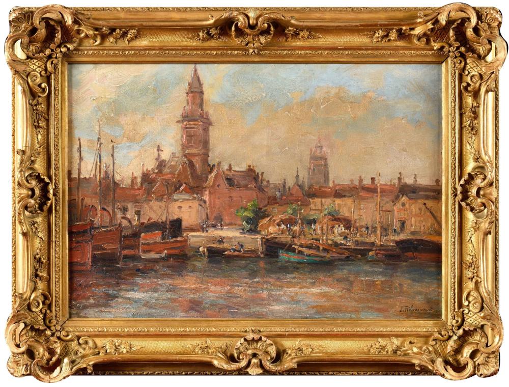 Jules Ribeaucourt comparable auction result: jules ribeaucourt 1866 1932 port de dunkerque huile sur to