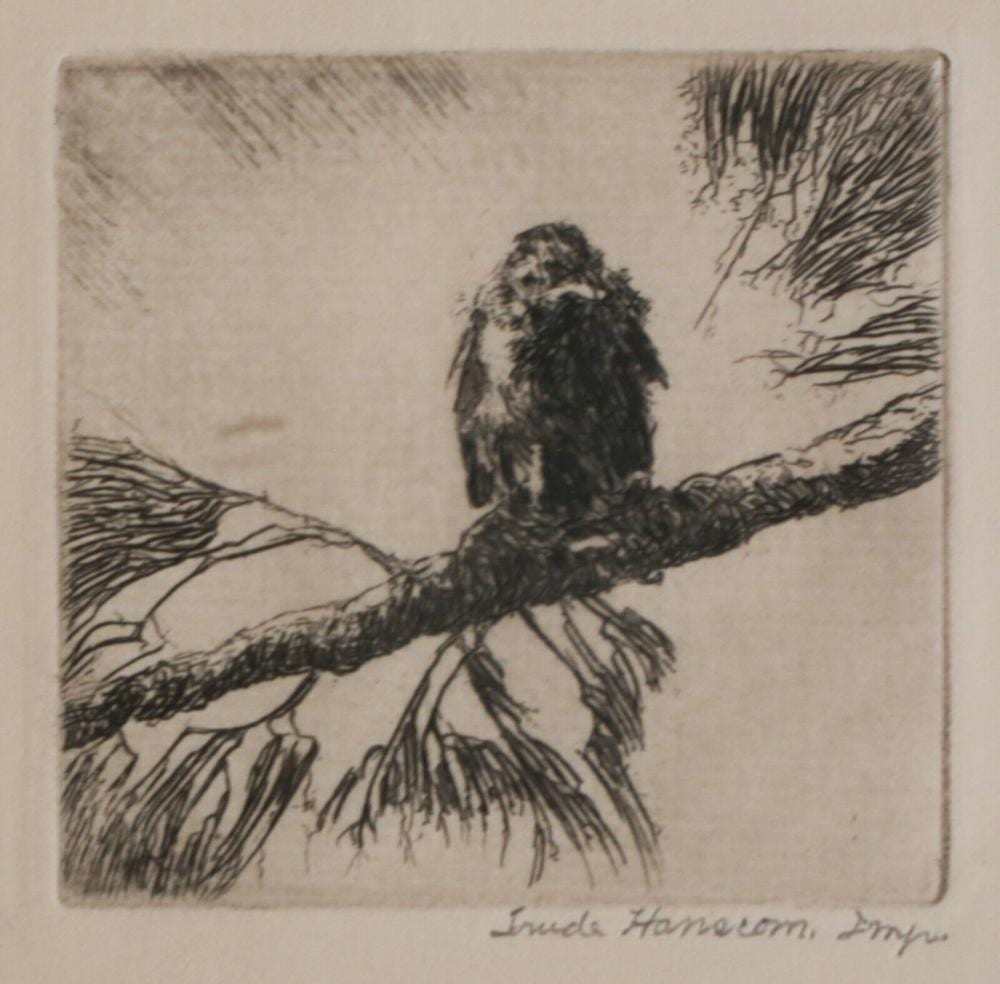 Gertrude Whitney comparable auction result: gertrude trude hanscom american 1890 1975 etching bird on branch signed