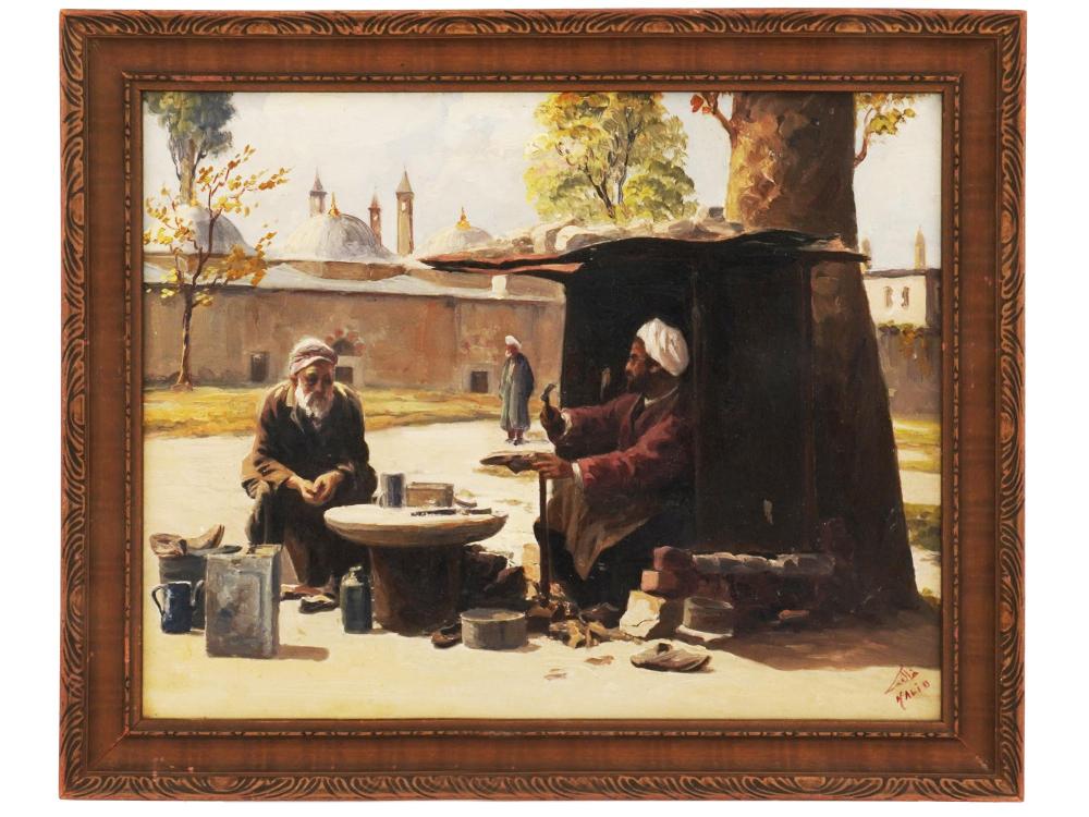 Halid Naci comparable auction result: antique oriental oil painting by halid naci