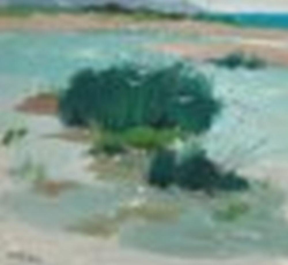Wu Guanzhong (1919-2010) Longxu Island Scroll, mounted and framed, ink and comparable sale