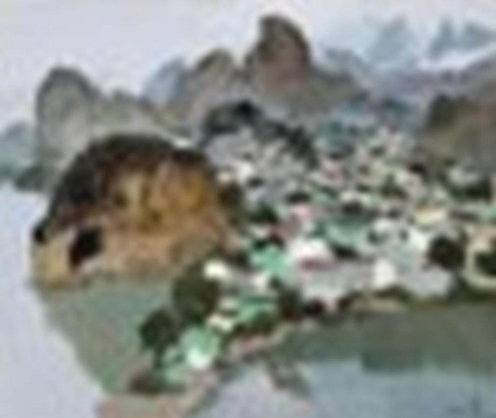 Wu Guanzhong (1919-2010) Guilin oil on canvas mounted on board 46 x 54.7 cm comparable sale