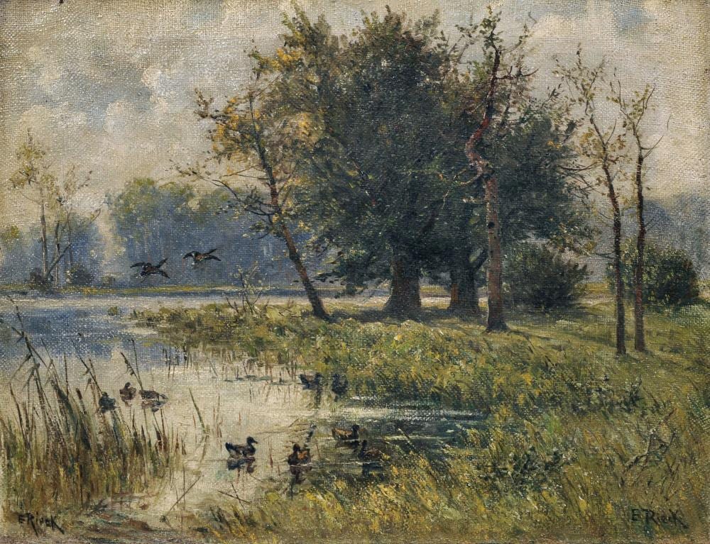 Emil Rieck comparable auction result: emil rieck waldweiher mit wildenten early 20th cent