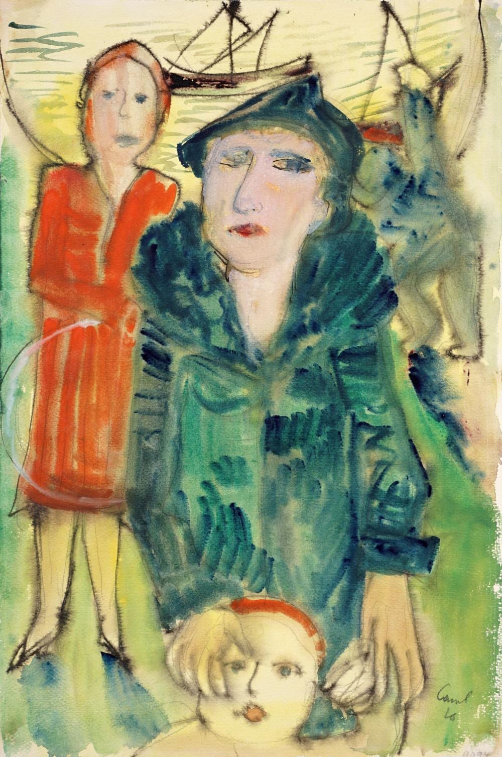 Pol Cassel comparable auction result: pol cassel dame mit zwei kindern 1926