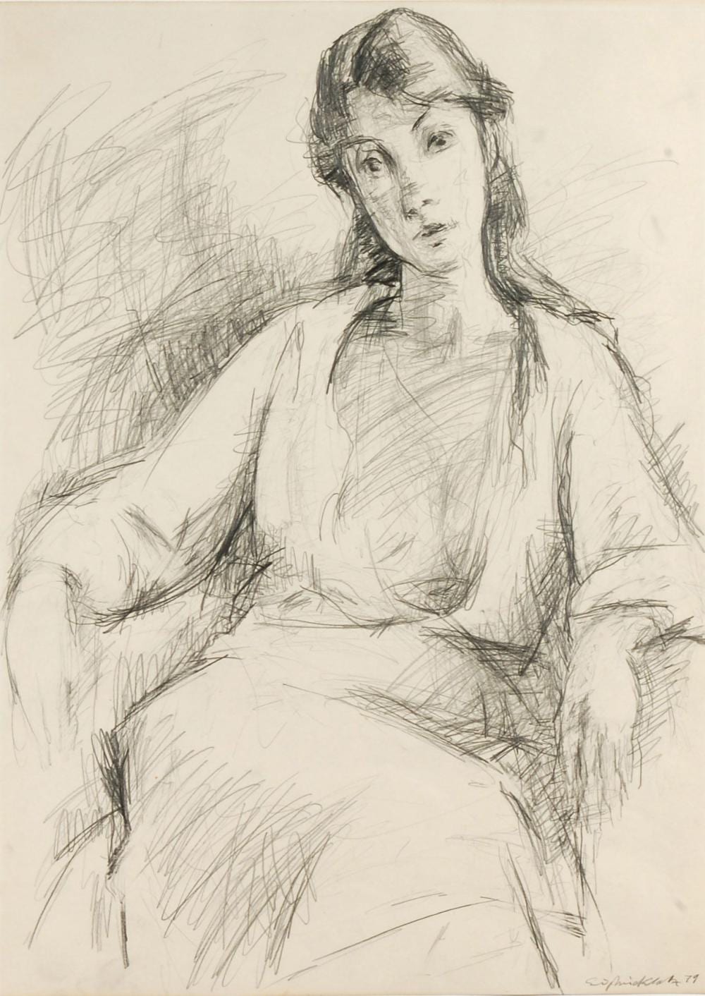 Siegfried Klotz comparable auction result: siegfried klotz junge frau sitzend 1979
