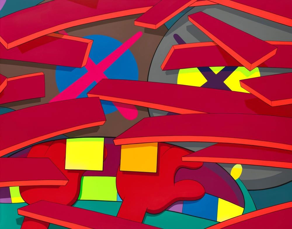 Kaws (B. 1974) WILL IT HAPPEN acrylic on canvas 173 x 218.7 cm. (68 x 86 in comparable sale