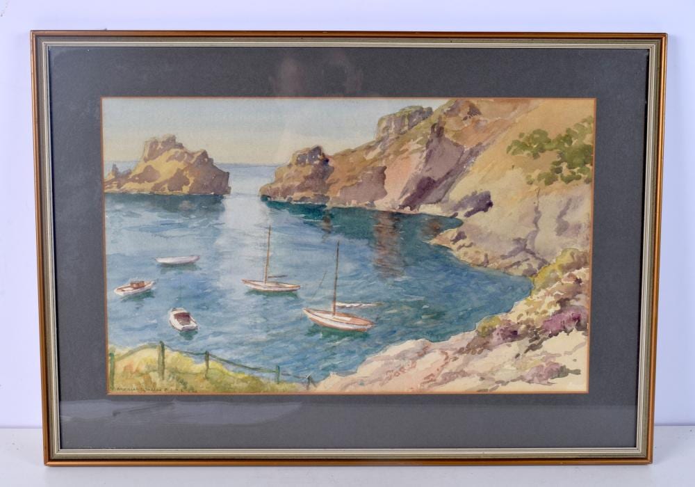 Margaret Waller comparable auction result: margaret waller 20th century framed watercolour boats anchored in a cove 28 cm x 45 cm