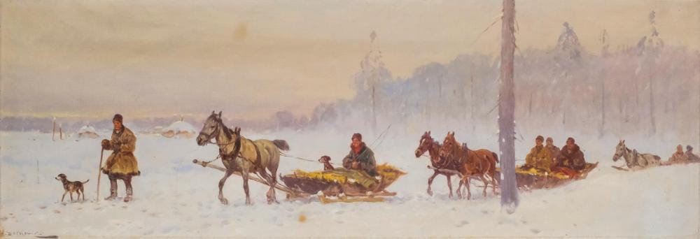 adam setkowicz polish winter scene · Old Kinderhook Auction Company · 2022-11-29 Adam Setkowicz comparable auction result: adam setkowicz polish winter scene