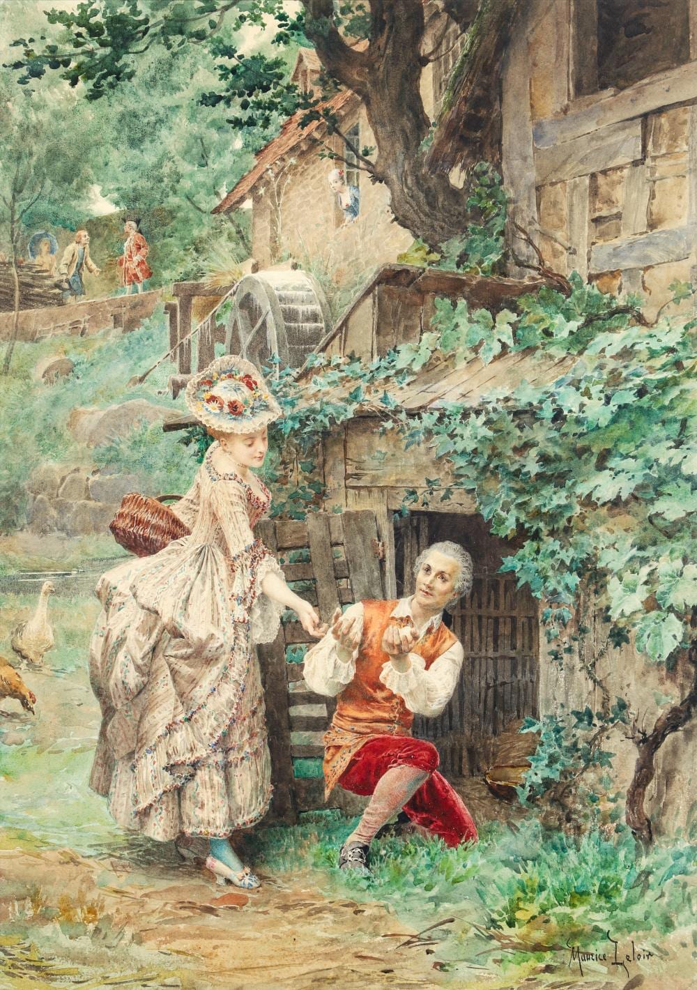 maurice leloir hyperrealist watercolor shopping for eggs · Concept Art Gallery · 2022-12-03 Maurice Leloir comparable auction result: maurice leloir hyperrealist watercolor shopping for eggs