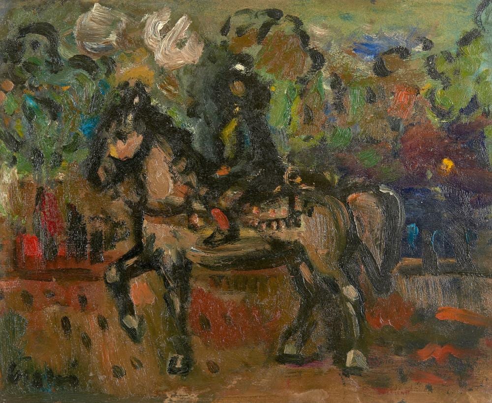 Sylvain Vigny comparable auction result: sylvain vigny 1902 1970 la cavaliere huile sur carton maroufl sur toile