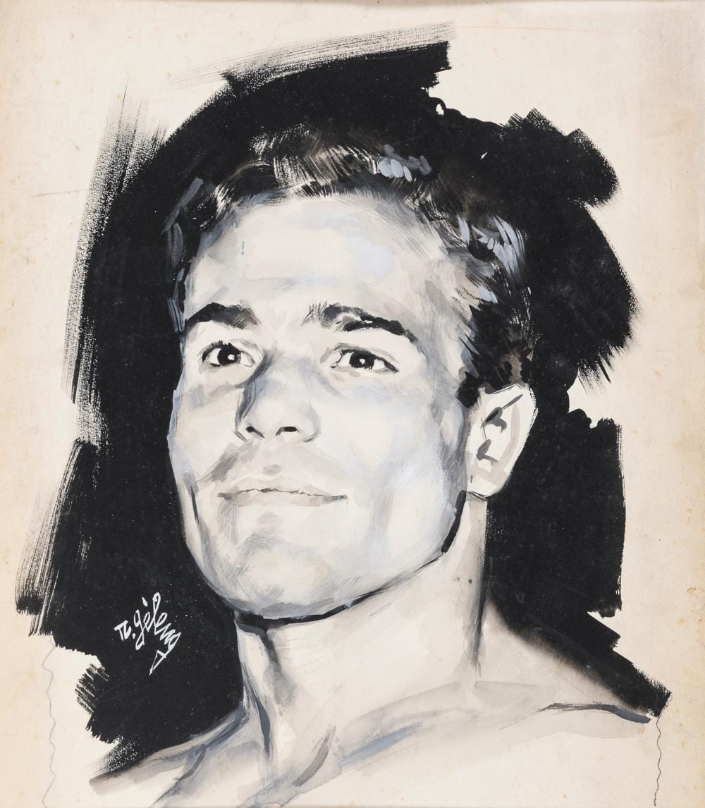 mixed media portrait of boxer by rinaldo geleng · Casa d'Aste Babuino · 2022-11-26 Rinaldo Geleng comparable auction result: mixed media portrait of boxer by rinaldo geleng