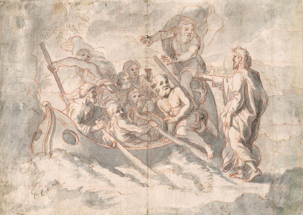 Charles de La Fosse comparable auction result: charles de la fosse paris 1636 1716 le christ marchant sur les eaux plume