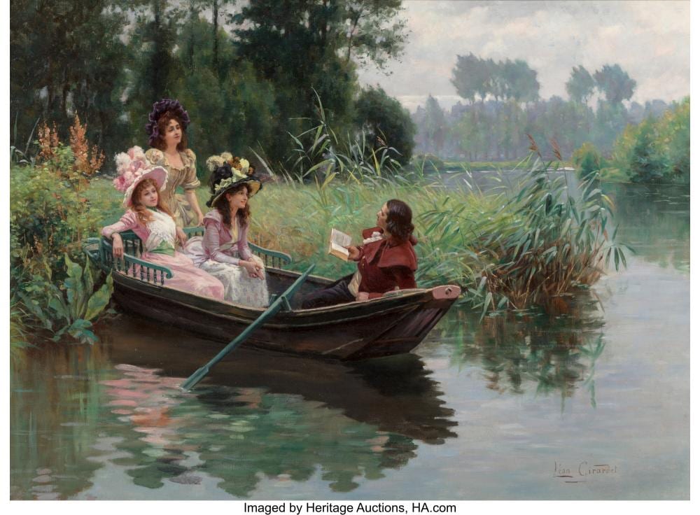 l on girardet french 1857 1895 a captive audience oil on canvas 24 x 32 inche · Heritage Auctions · 2022-12-08 Léon Girardet comparable auction result: l on girardet french 1857 1895 a captive audience oil on canvas 24 x 32 inche