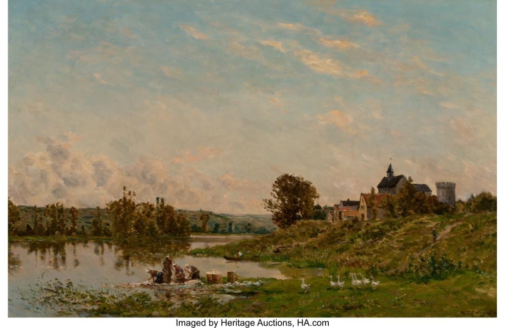 Hippolyte-Camille Delpy comparable auction result: hippolyte camille delpy french 1842 1910 les lavandeuses 1898 oil on panel 1