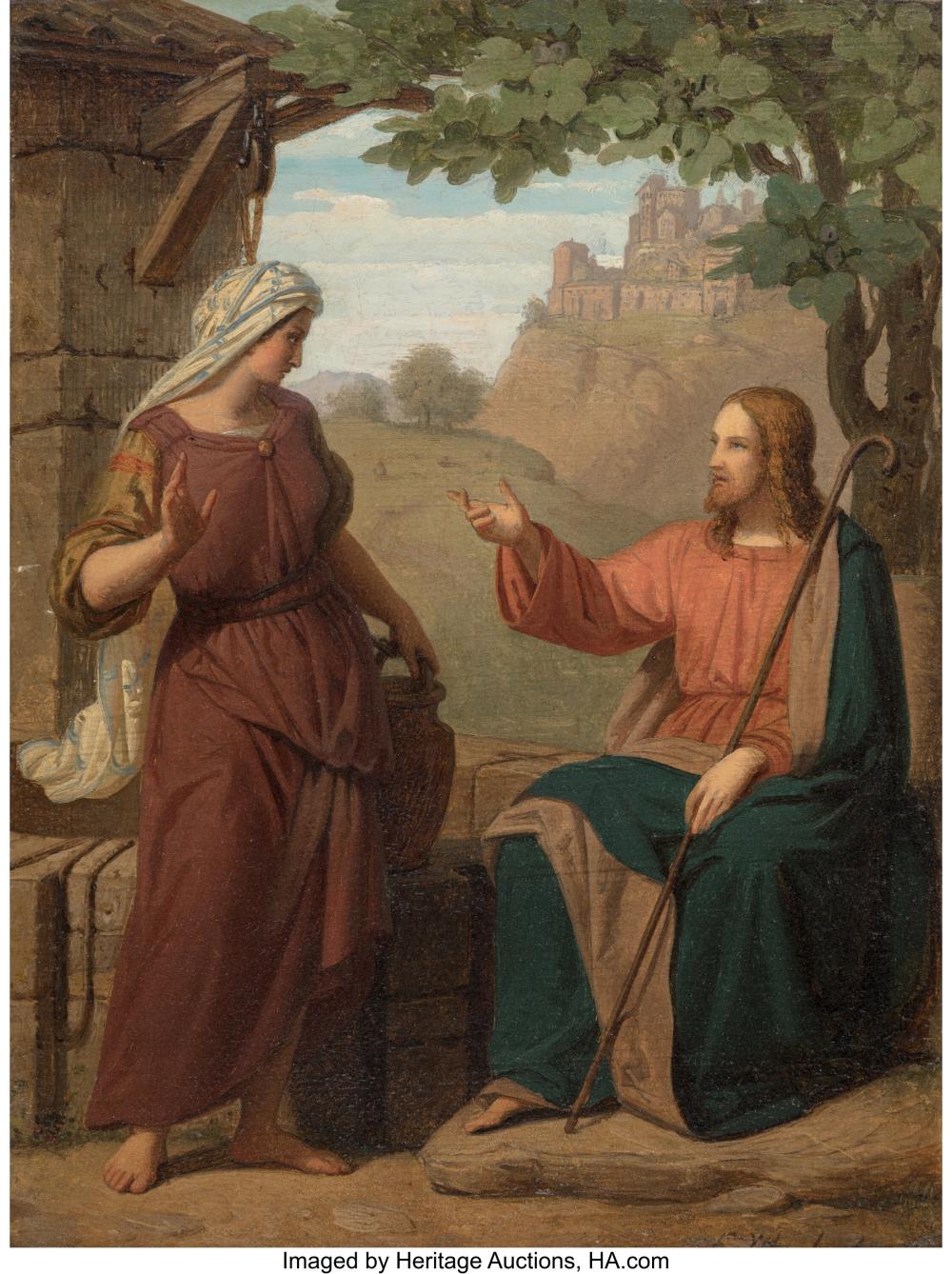 Franz Ittenbach comparable auction result: franz ittenbach german 1813 1879 christ and the samaritan woman at the well o