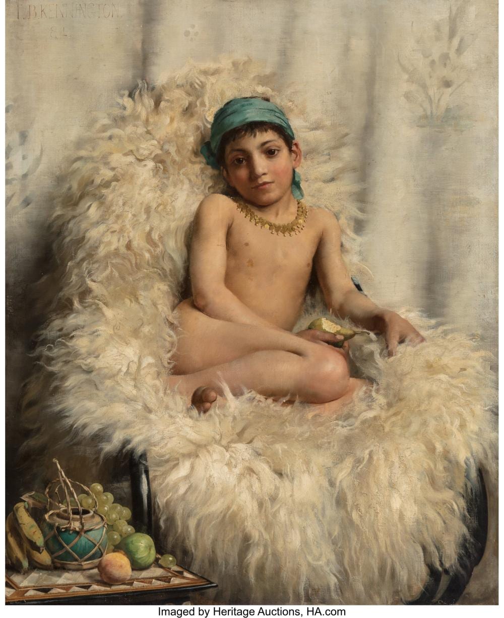 Thomas Benjamin Kennington comparable auction result: thomas benjamin kennington british 1856 1916 a youth resting on a sheepskin
