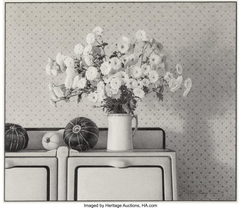 Richard Thomas Davis comparable auction result: richard thomas davis b 1947 flowers and fruit 1989 drawing in pencil on pape