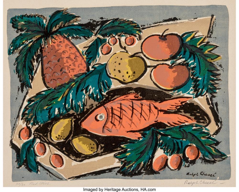 Ralph Chesse comparable auction result: ralph chesse 1900 1991 red fish screenprint in colors on paper 9 1 4 x 11 3 4