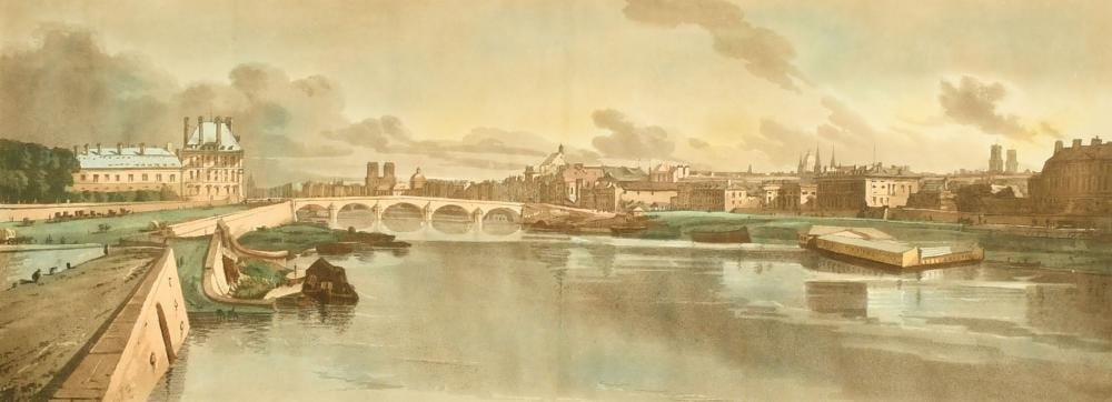 Thomas Girtin comparable auction result: thomas girtin 1775 1802 british view of the tuileries and a bridge etching and aquatint 10 x 23 5 25