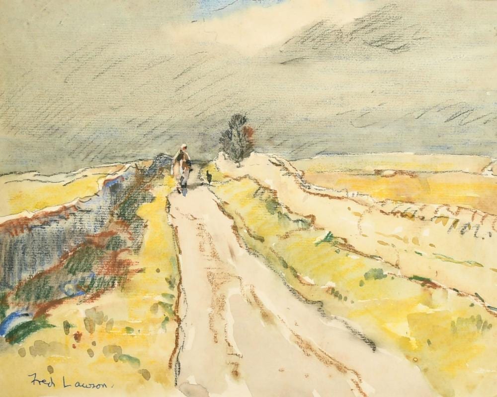 Frederick Lawson comparable auction result: fred lawson 1888 1968 a group of three watercolours of country scenes 8 x 10 20 x 25cm 11 x 11 5 2