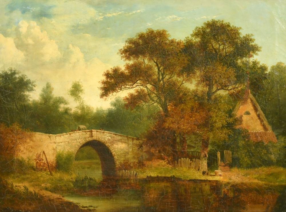 john berney ladbrooke 1803 1879 british figures on a stone bridge by a cottage oil on canvas inscribed ve · John Nicholson's Fine Art Auctioneers & Valuers · 2022-11-30 John Berney Ladbrooke comparable auction result: john berney ladbrooke 1803 1879 british figures on a stone bridge by a cottage oil on canvas inscribed ve