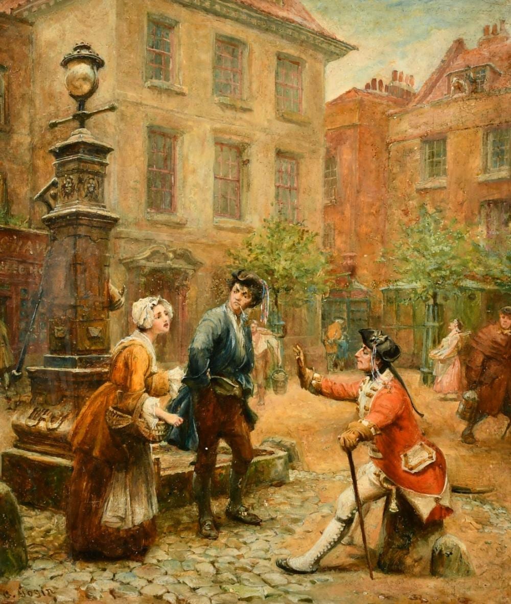 Charles Gogin comparable auction result: charles gogin 1844 1931 figures in a busy market square oil on card laid down signed 10 25 x 8 75 26